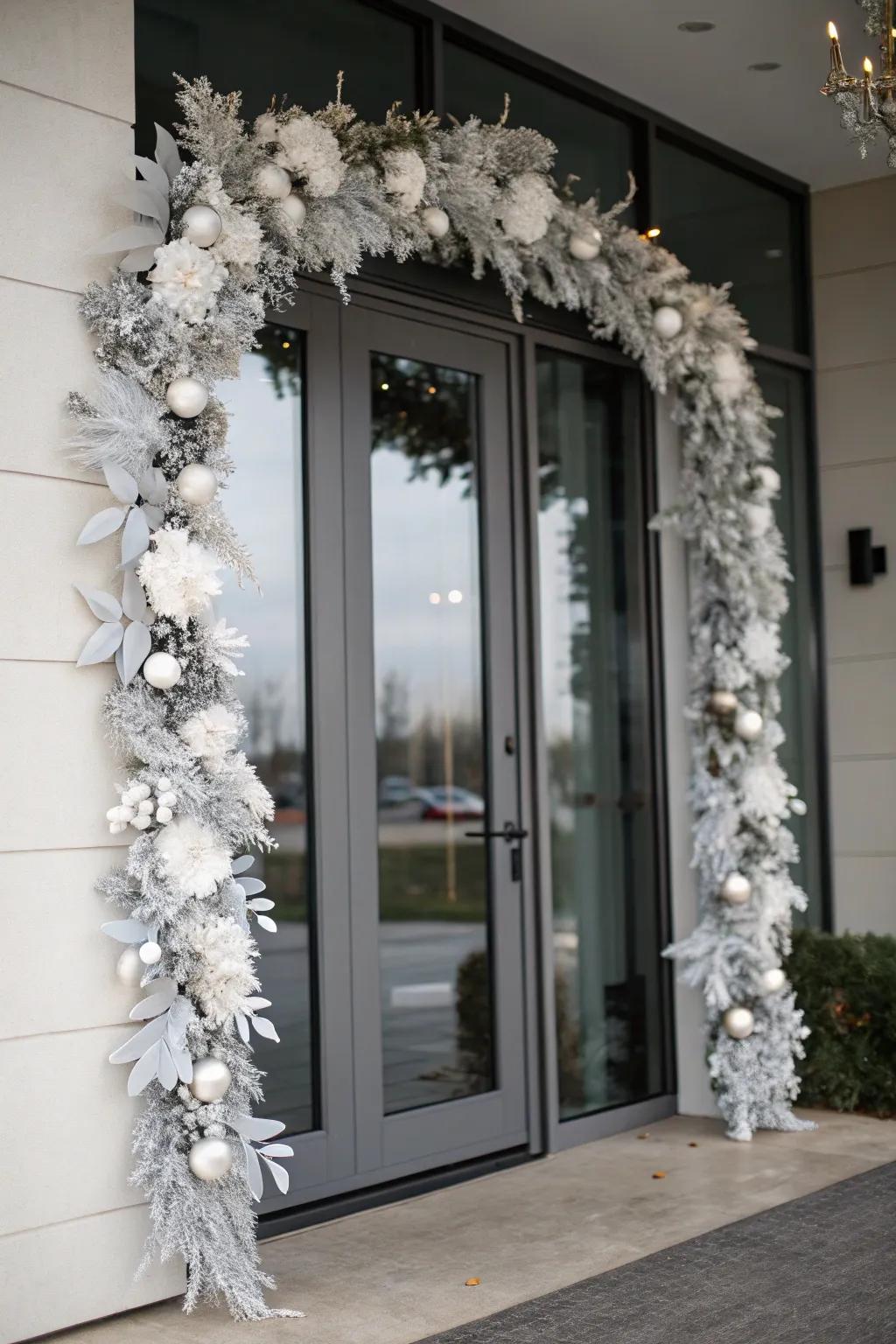 Achieve a sophisticated look with a monochrome garland design.