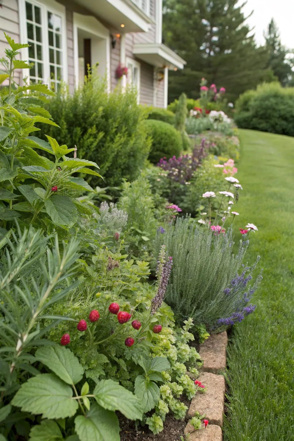 Edible plants add flavor and beauty to your berm.