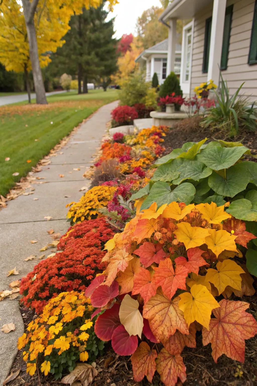Nourish your flower beds with autumn’s embrace as organic ground cover, enriching the soil naturally.