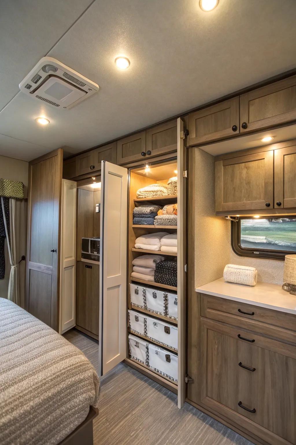 Extra storage with ceiling-mounted options.