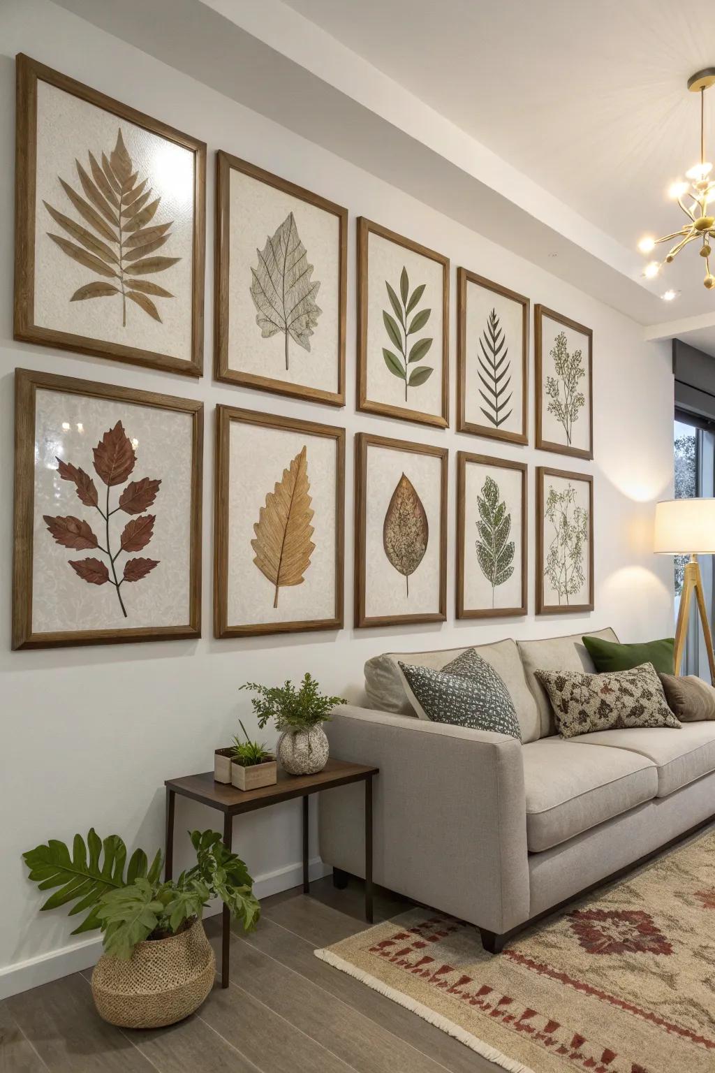Frame pressed foliage to evoke a subtle hint of class.