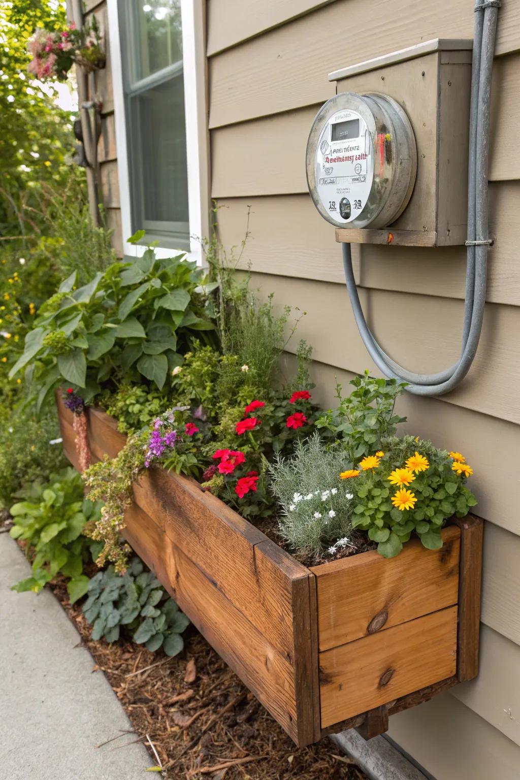 Ingenious charm: A garden box that seamlessly conceals your electric meter, adding a touch of nature's beauty.