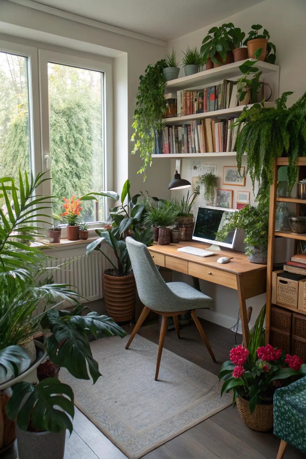 Foliage brings vitality and freshness to your home office environment.