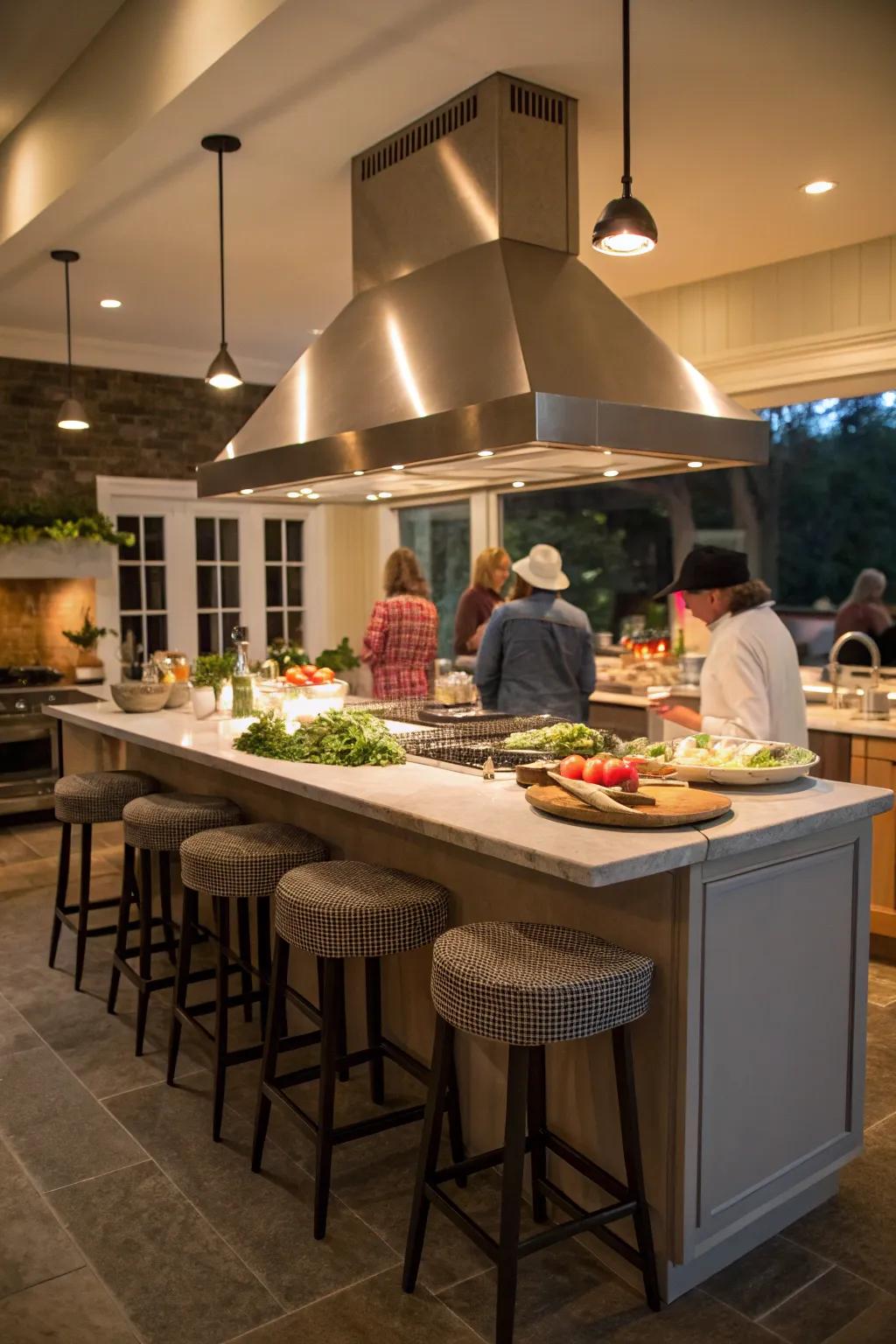 Create a social hub with seating around your kitchen island.