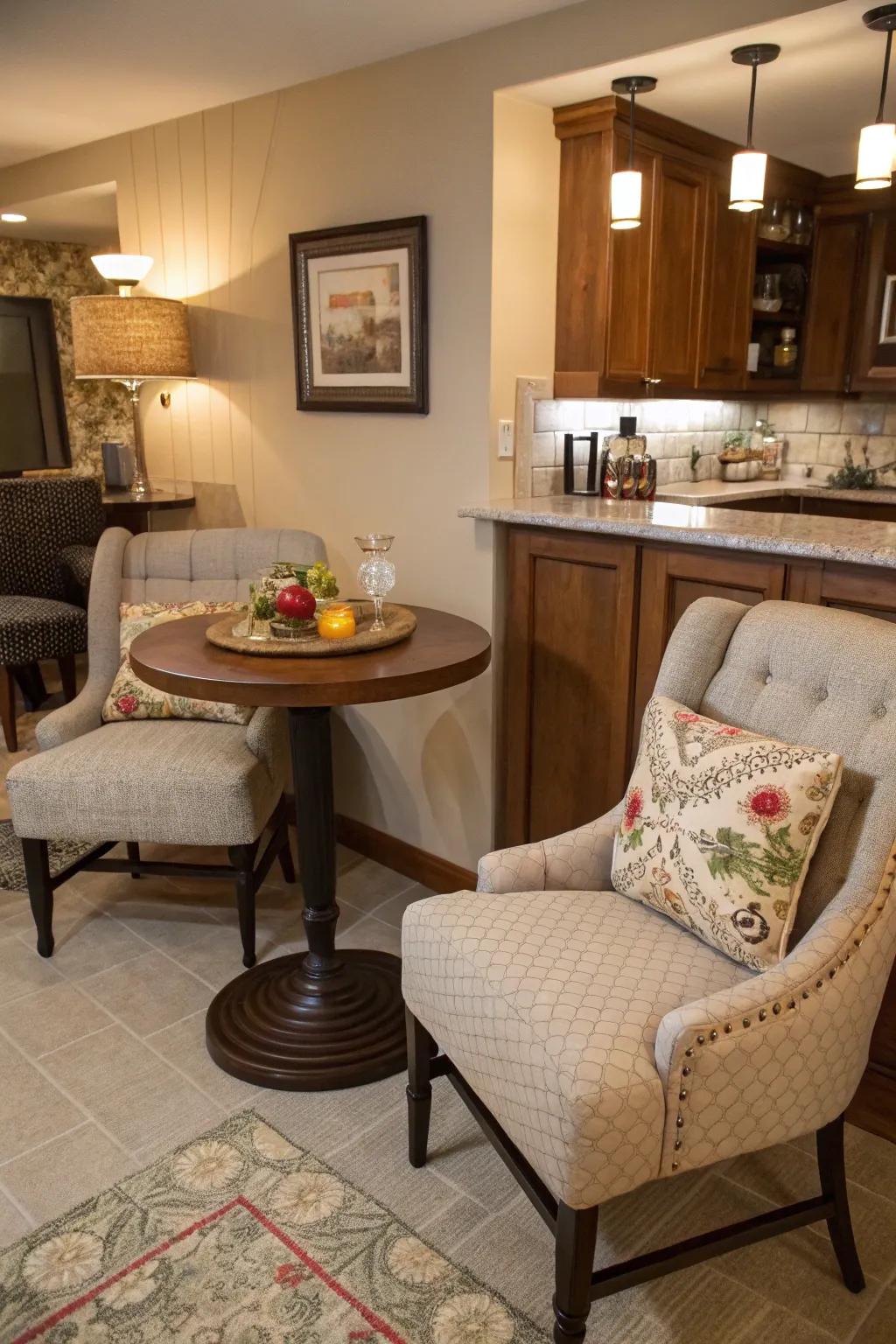 A cozy corner bar perfect for intimate gatherings.