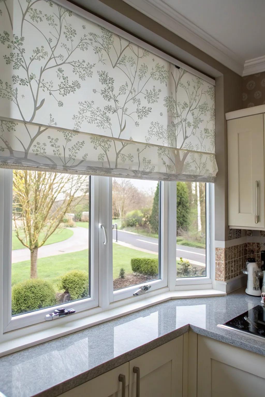Modern blinds for a sleek look in your bay window.