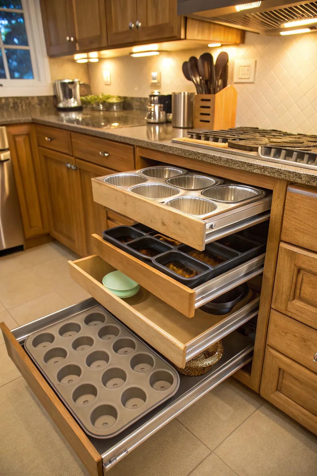 Pullout drawers turn every corner into a storage superstar.