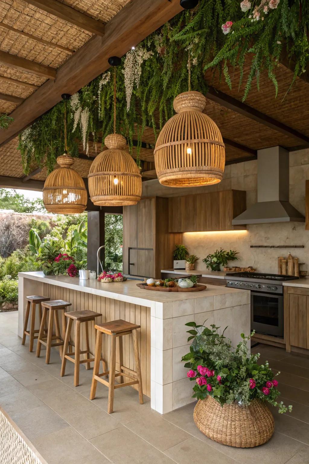 Nature-inspired chandeliers bring the outdoors in.