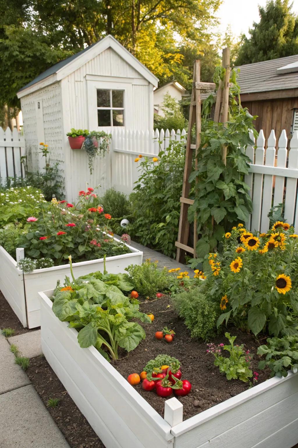 Elevated growing beds bring height and ease to gardening.