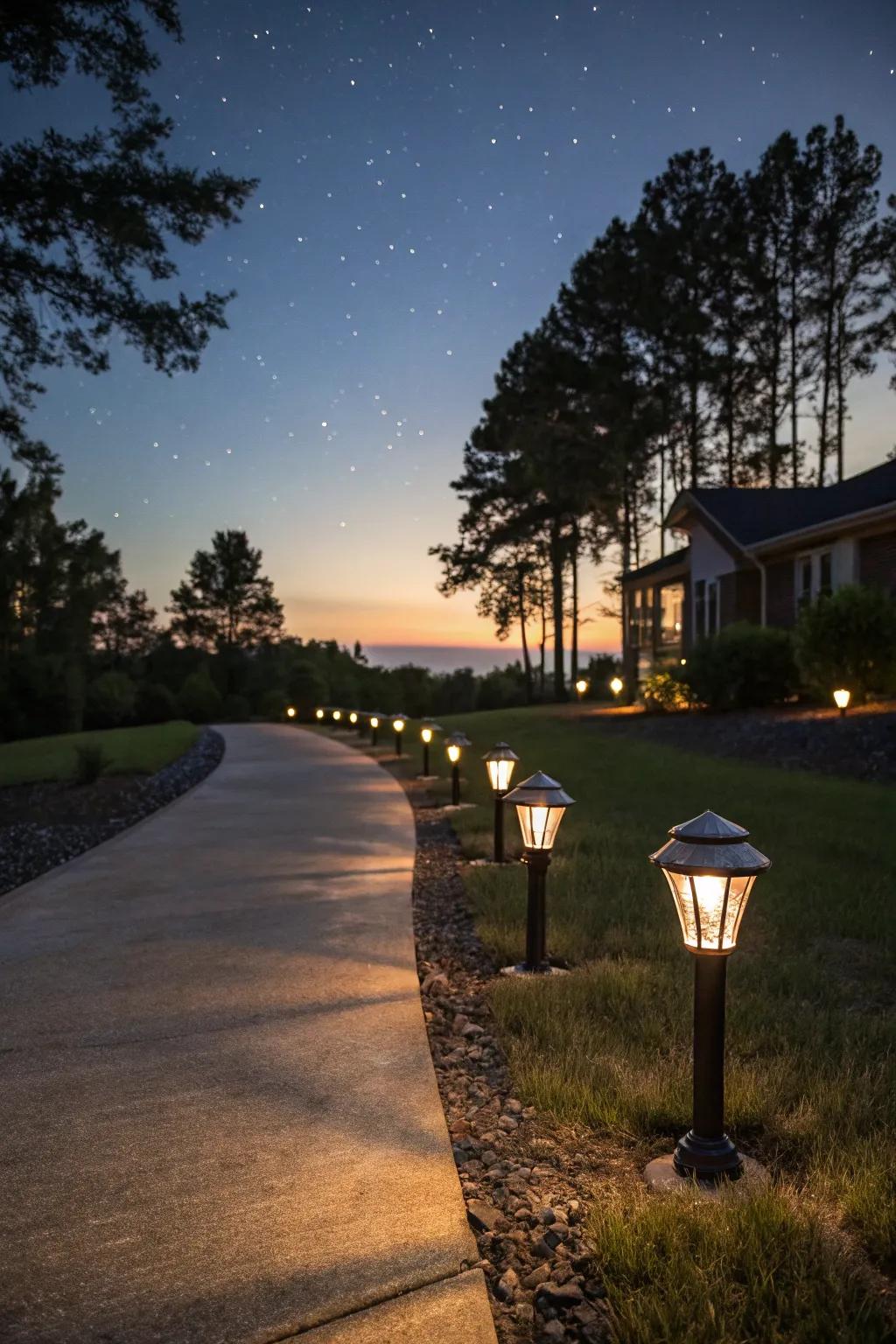 Solar lights yield a planet-friendly glow to exterior spaces.