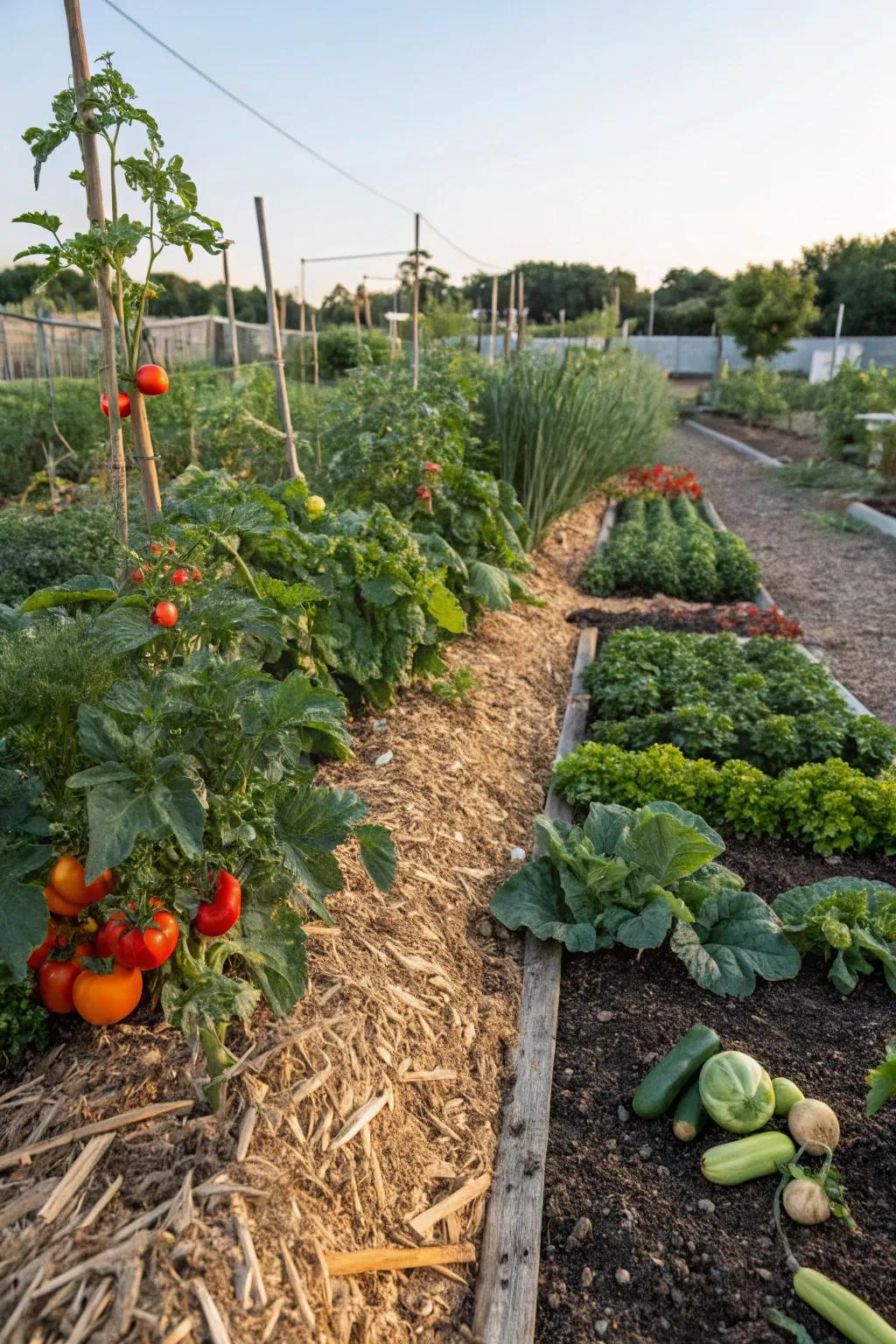 Boost your vegetable garden’s health with mulch.