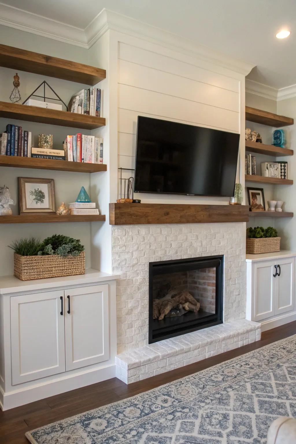 Floating shelves offer both form and function.