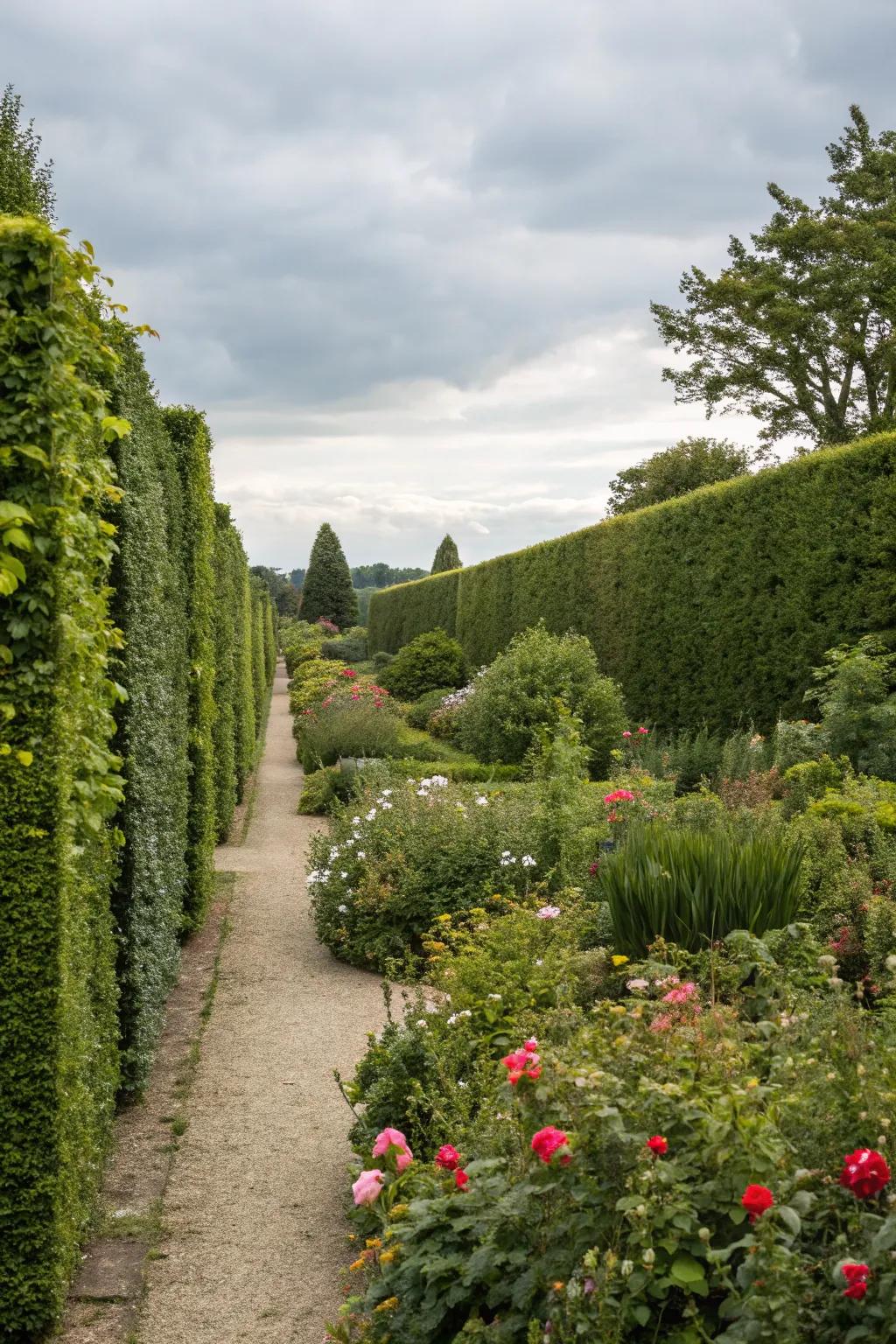 Relish natural seclusion with flourishing hedgerow fencing.
