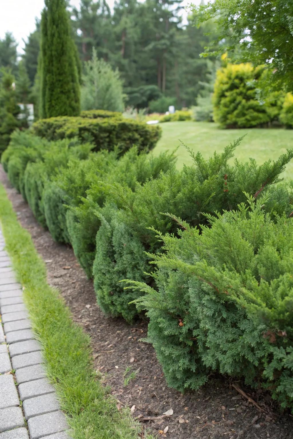 Juniper provides year-round greenery with minimal care.
