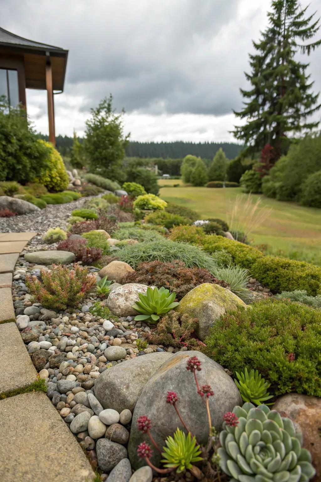 Rock gardens blend beauty with simplicity.