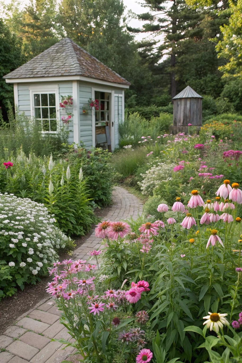 A quaint garden filled with perennial charm.