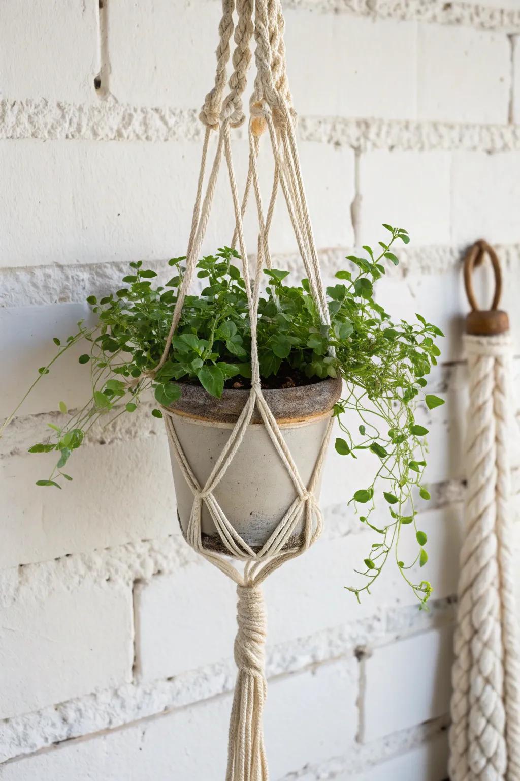 Elevate your space with a touch of nature and art—discover the charm of a macrame vertical garden.