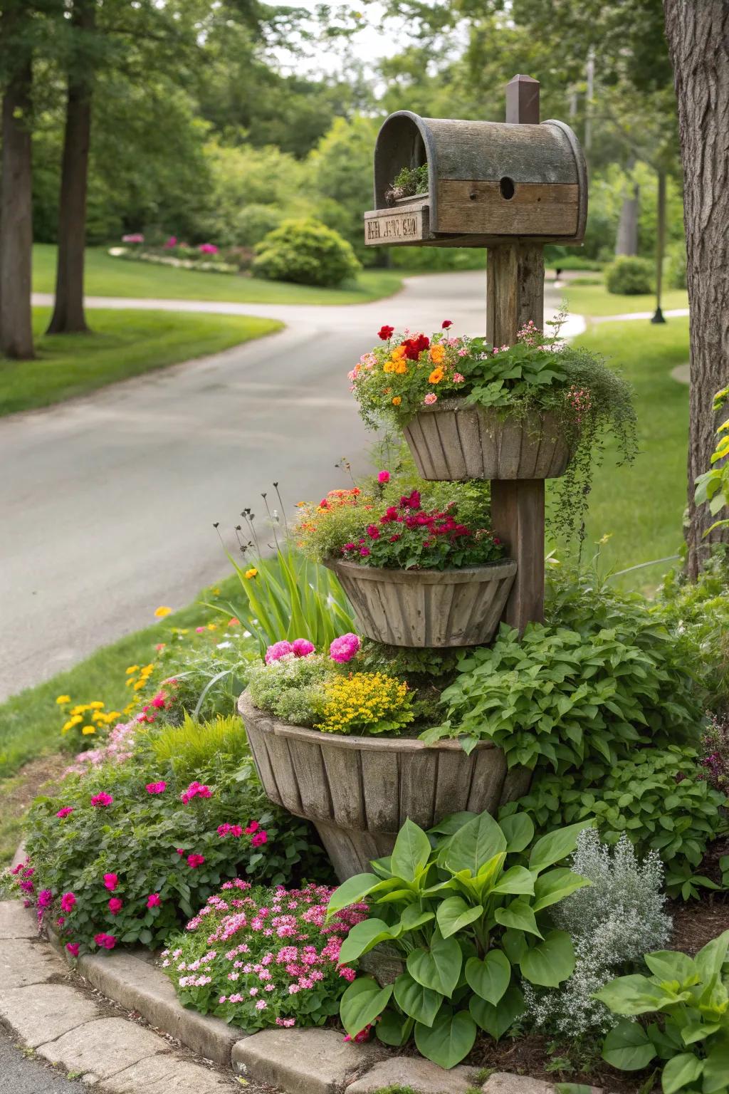 Tiered flower beds offer dimension and a variety of sowing alternatives.