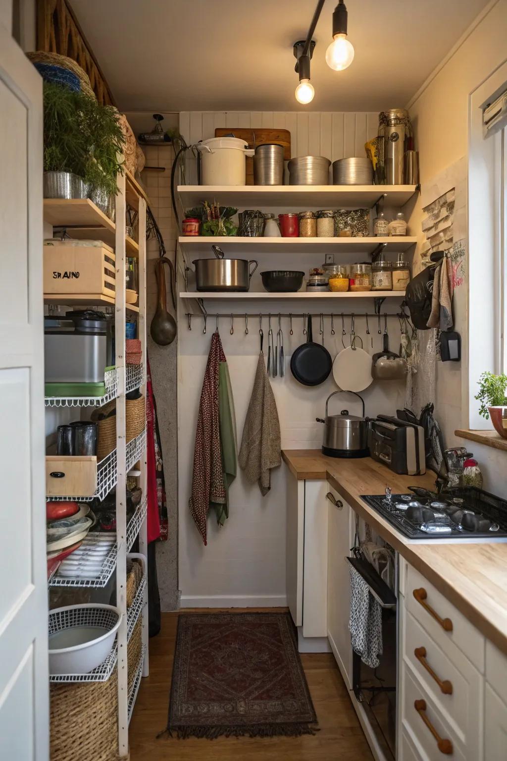 Utilizing shelves and racks to maximize vertical space.