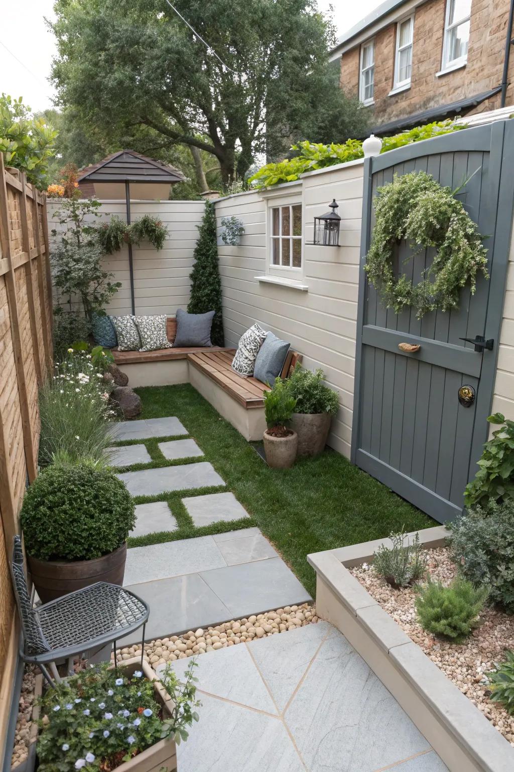 Efficient use of space with a compact and functional garden design.