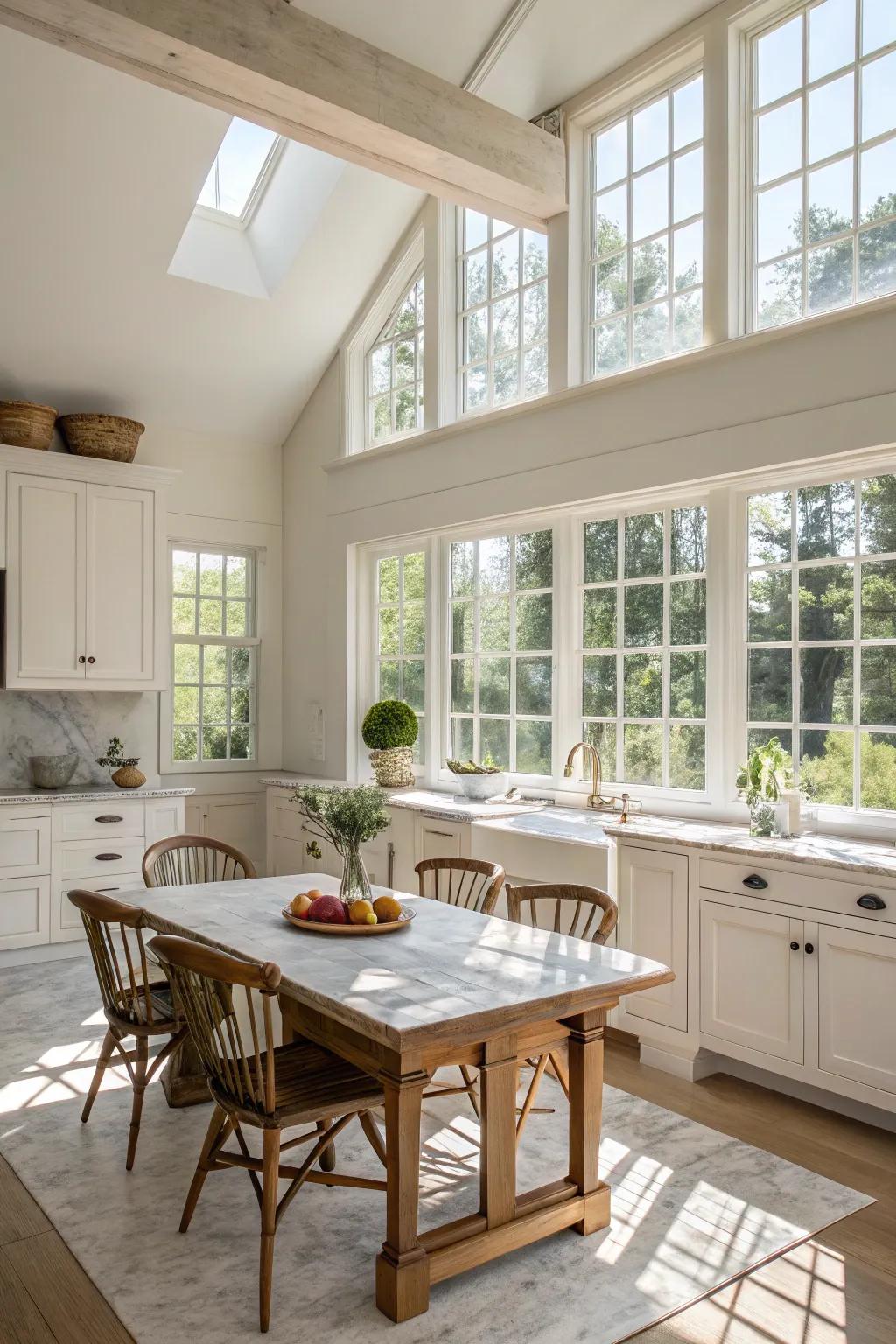 Elevated ceilings amplify the spacious and open sensation of this mountain kitchen.