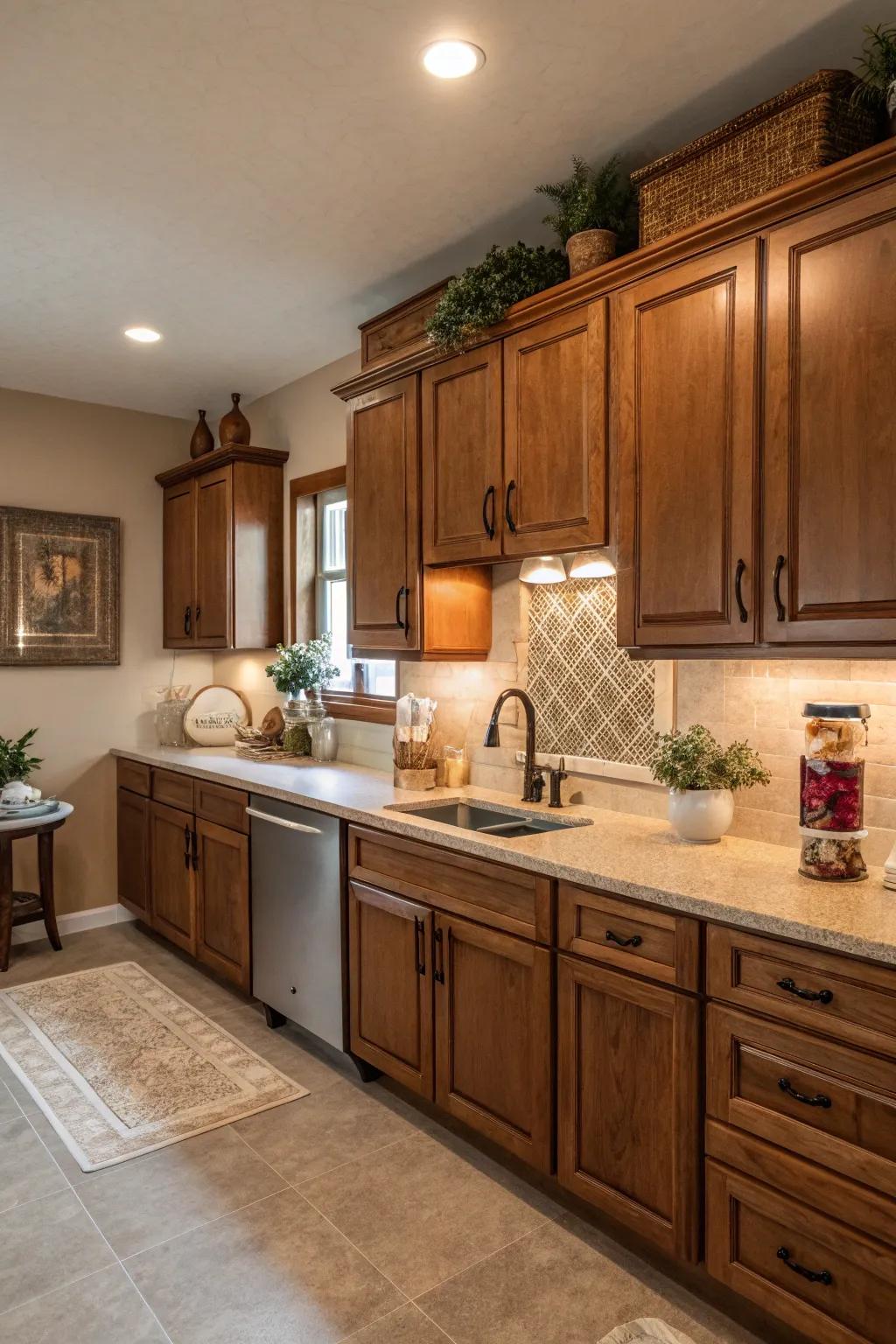 Comforting neutrals that accentuate raw timber splendor.