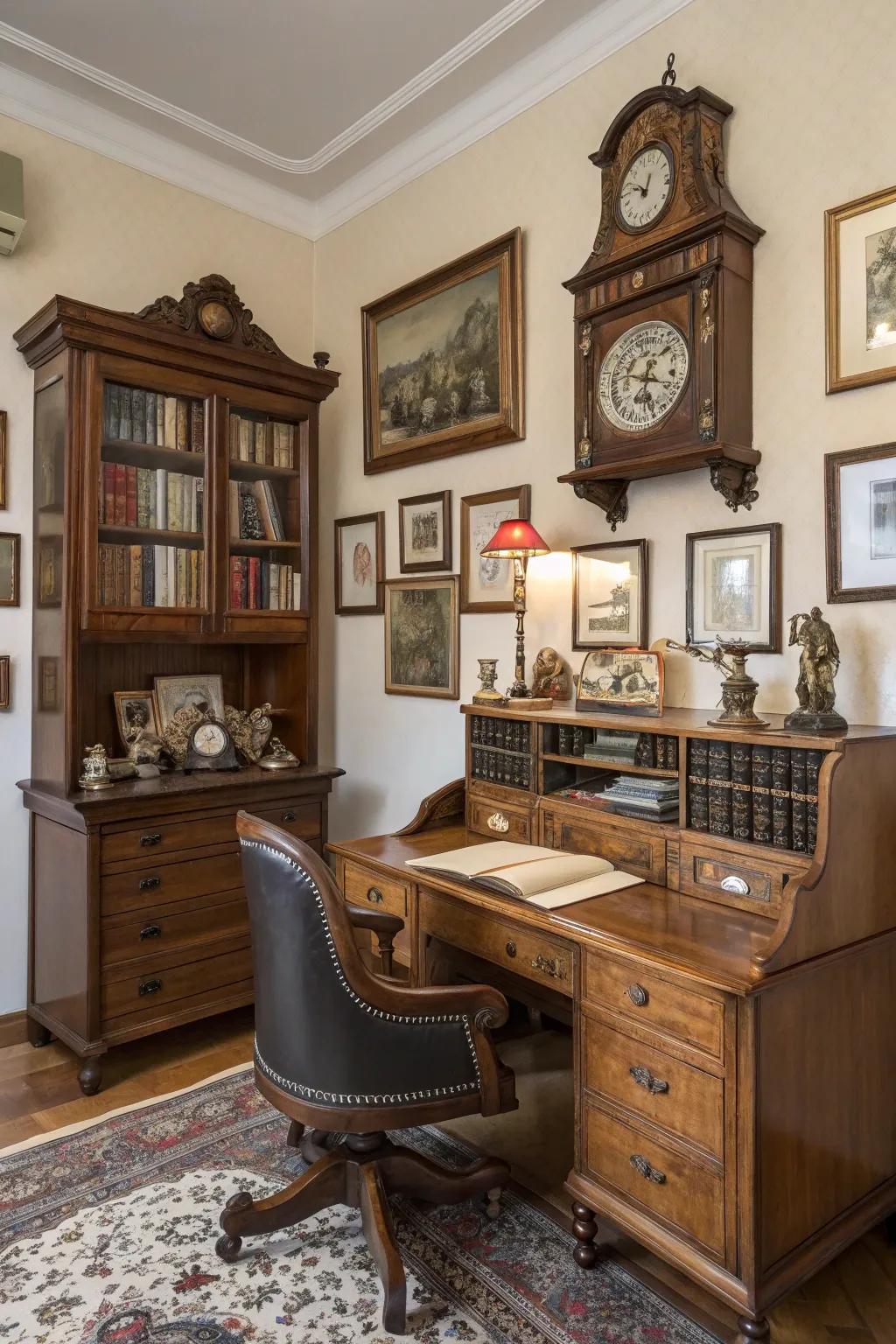 Vintage decor adds a classical appeal to your virtual meeting presence.