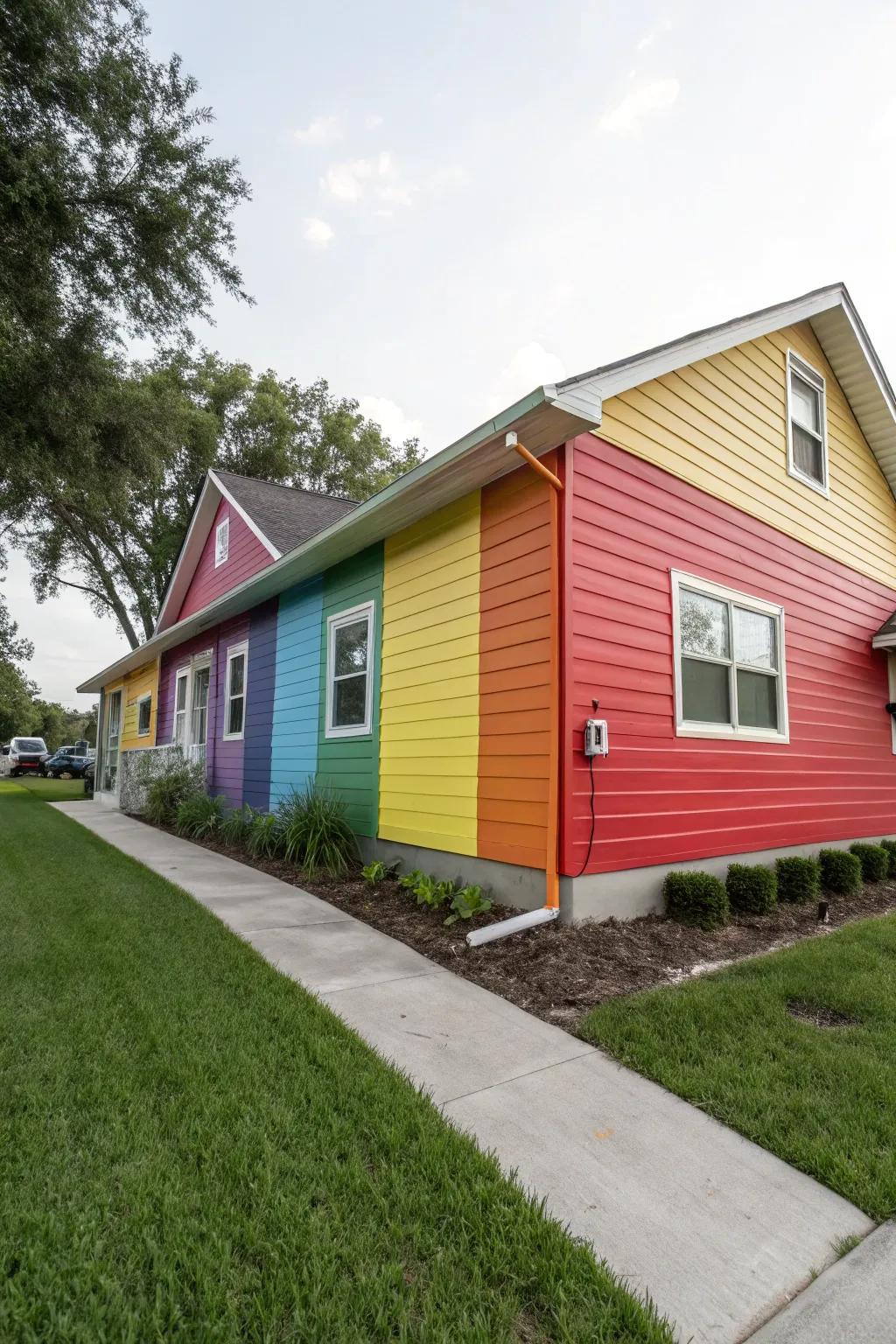 Adventurous colors craft a striking statement on this ranch house.