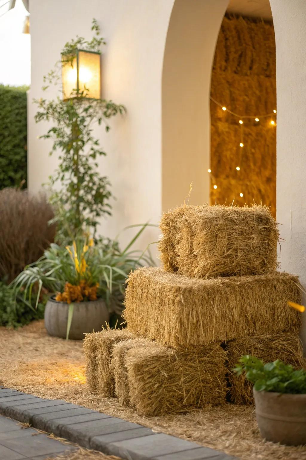Transform your garden with the natural beauty and simplicity of hay mulch. #GardenElegance #ScandiBoho