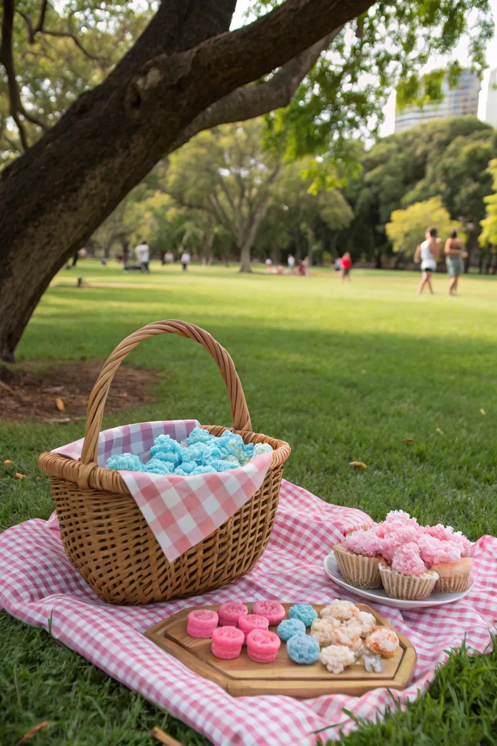 A picnic basket reveal adds an element of surprise.
