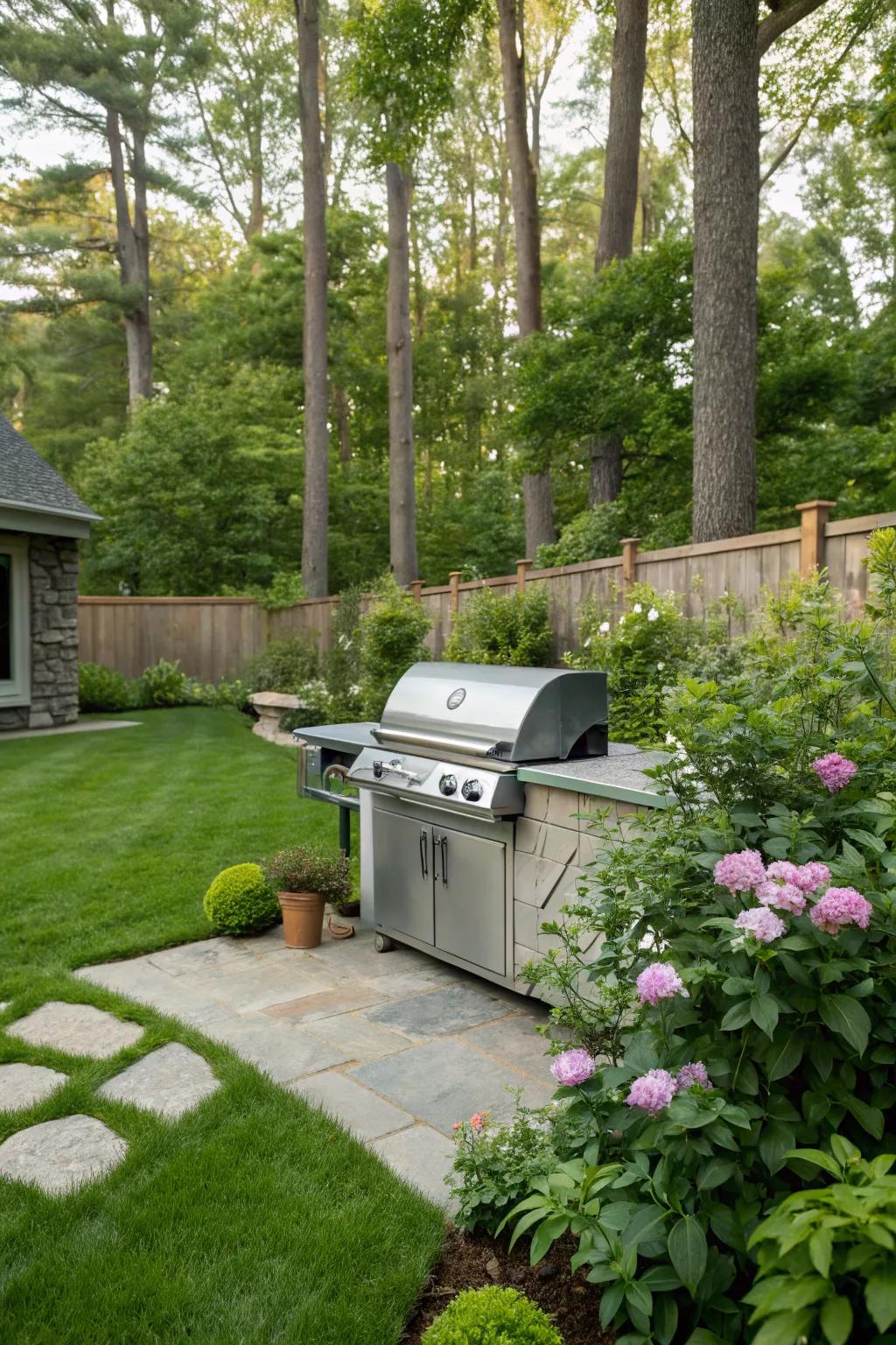 A seamlessly integrated grill area enhances your backyard's beauty.
