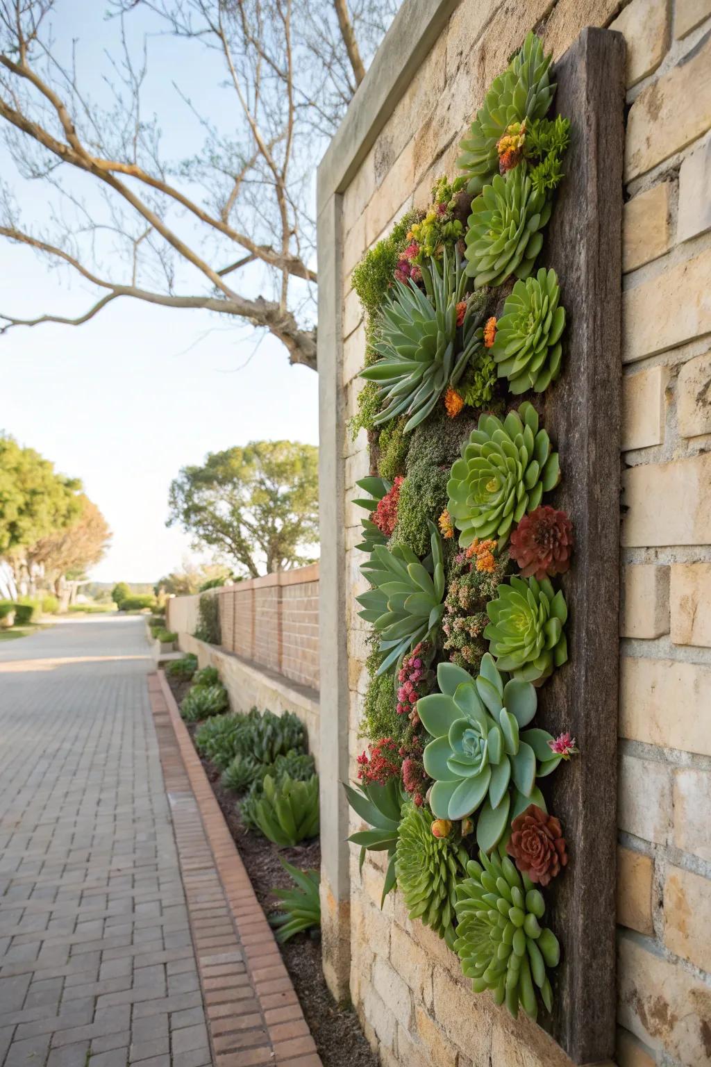 Transform your wall into an artistic display featuring succulents.