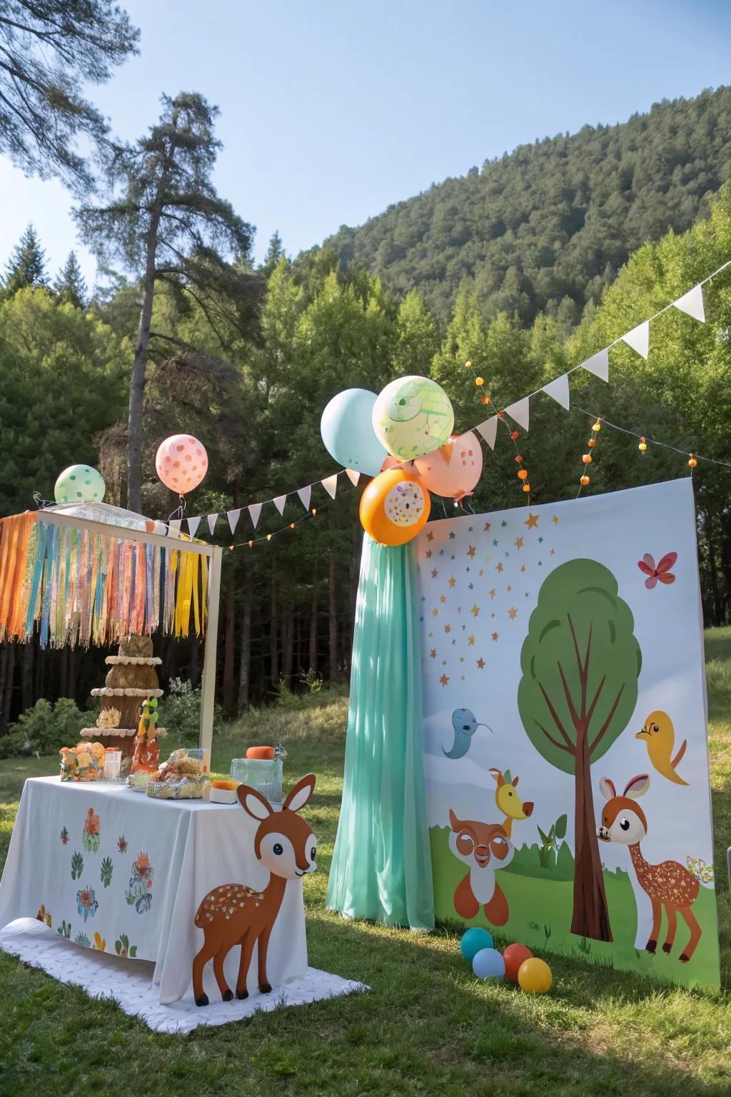 A woodland creatures motif infuses allure and quirkiness into the celebration.