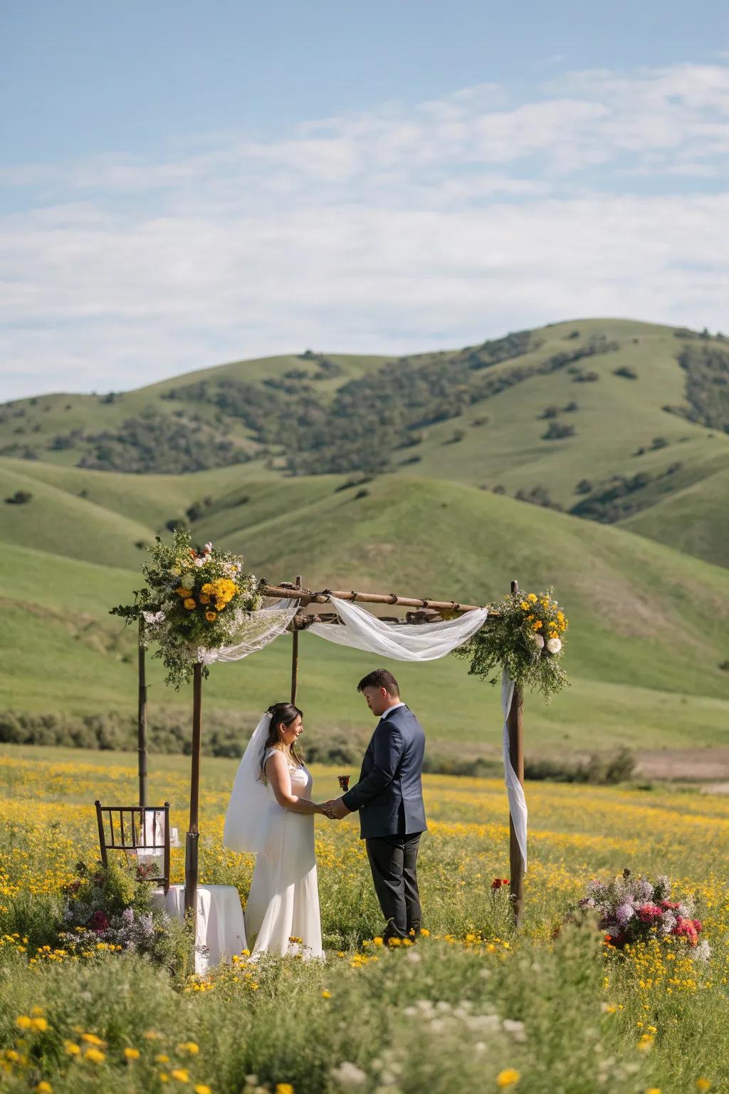 Undulating landscape provides a stunning scenery for the ceremony.