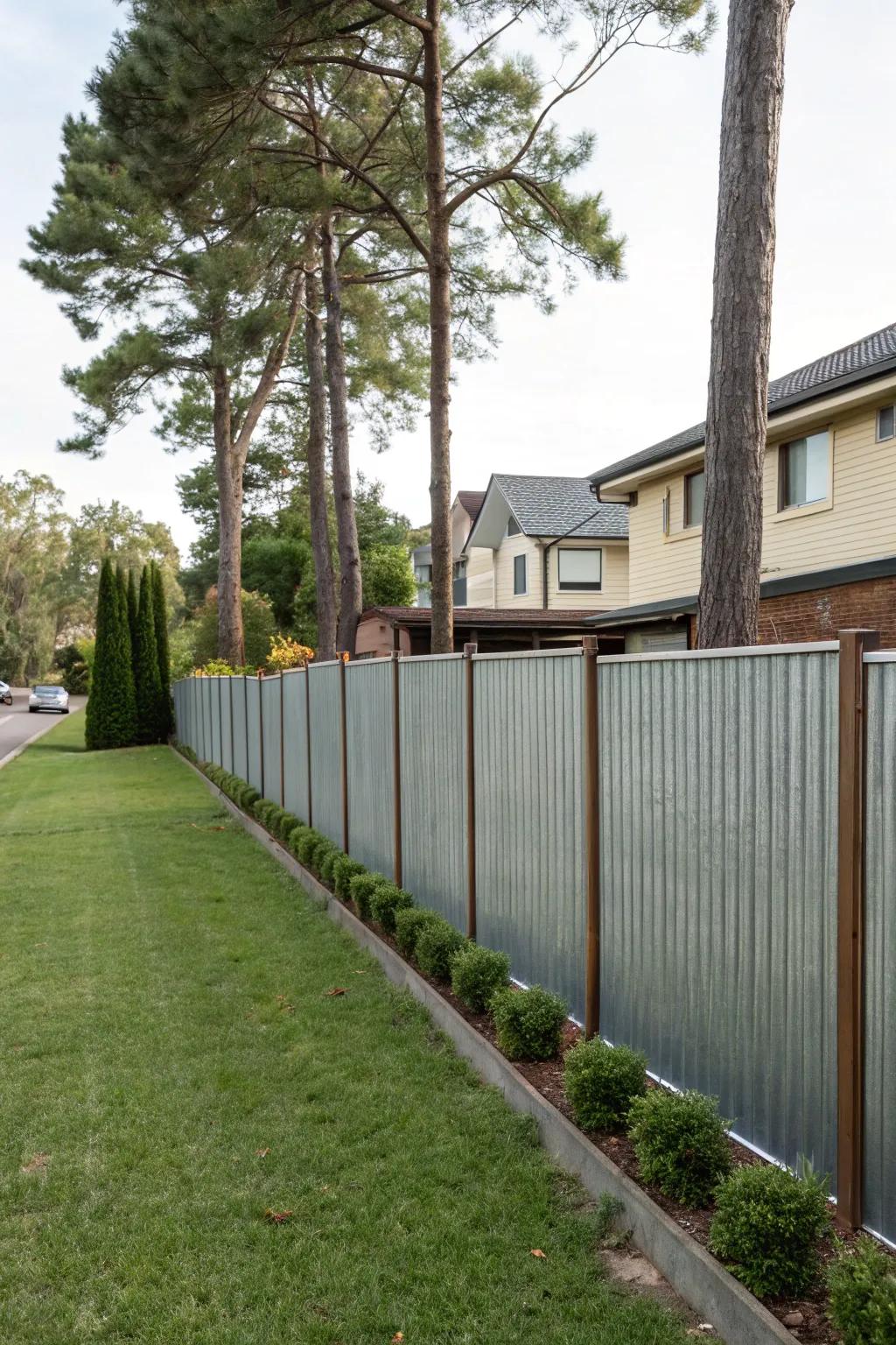 Rippled metal fences offer durability with an industrial edge.
