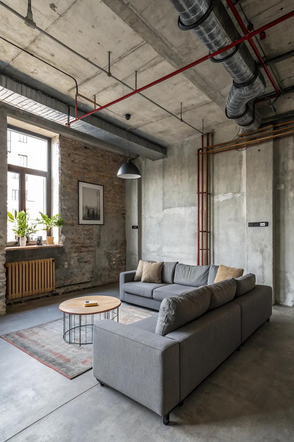 Industrial elements bring a modern edge.