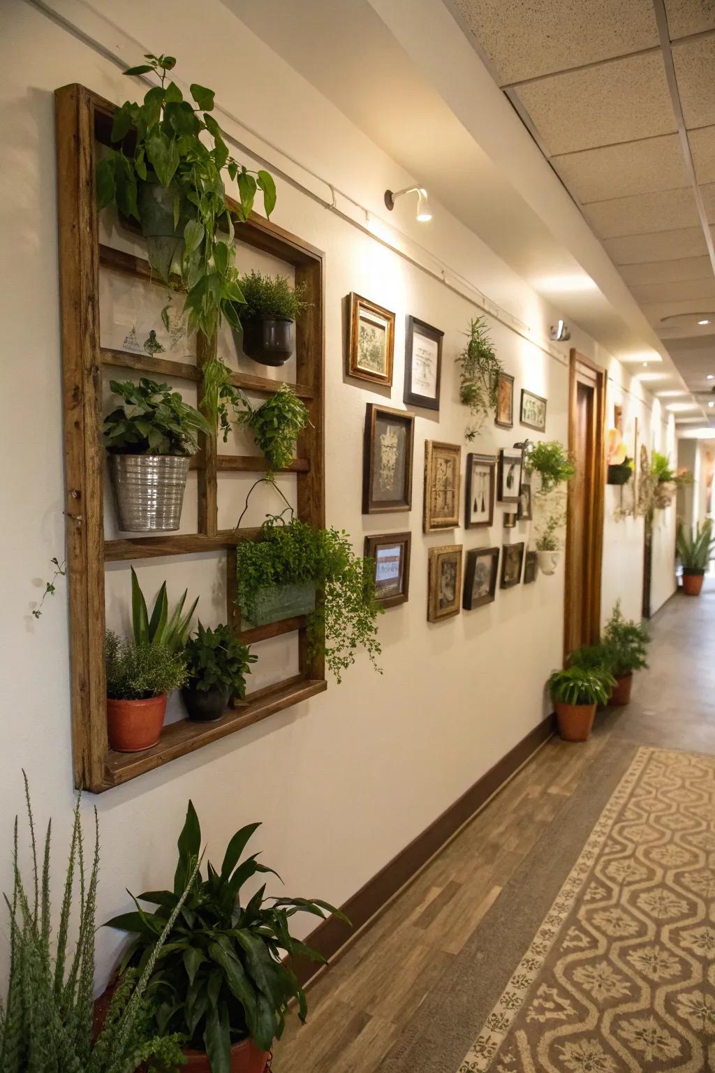 Revamp your hallway through a plant gallery wall.