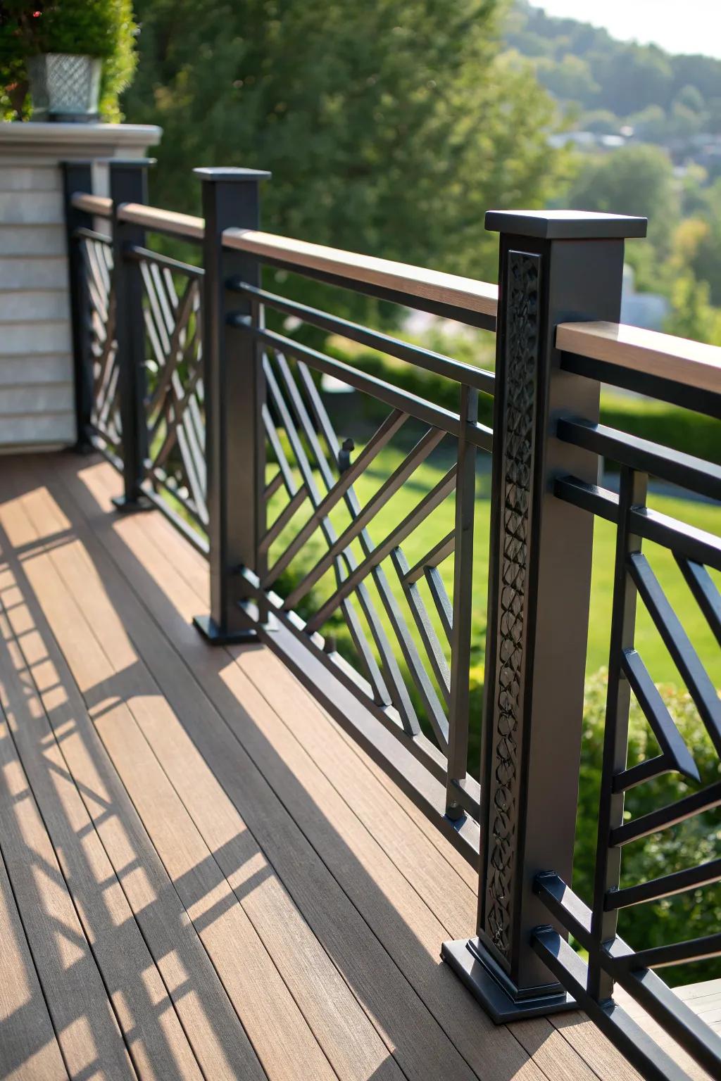Elevate your deck's design with sleek and stylish railings that blend safety with sophistication.