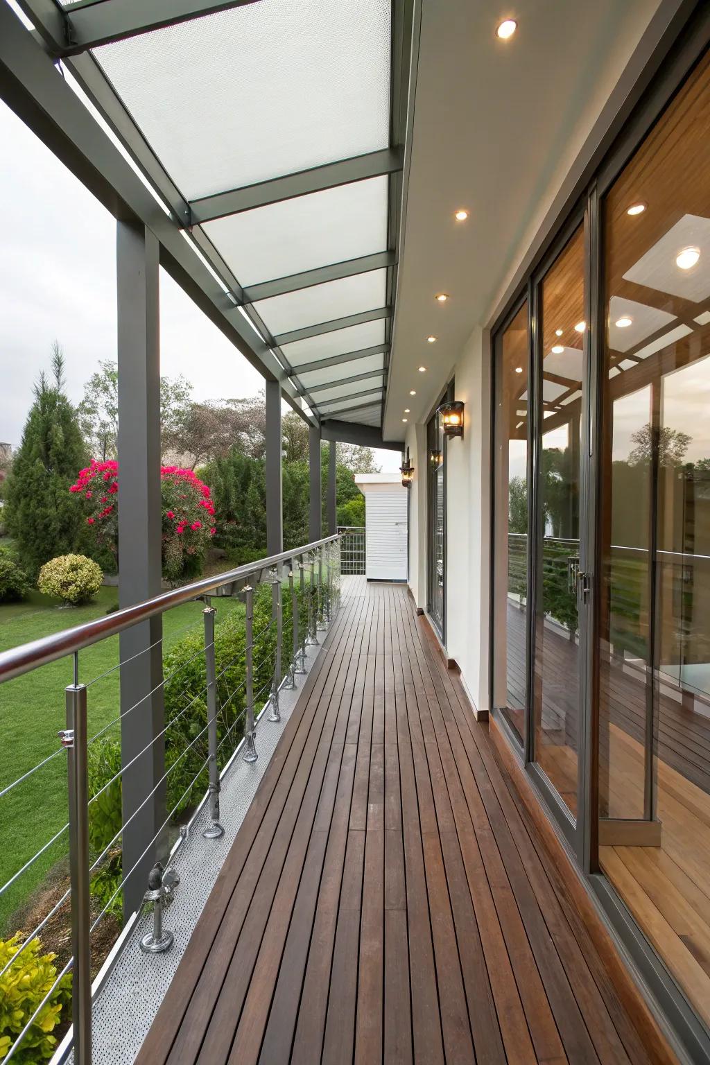 Sleek modern design with mixed materials.