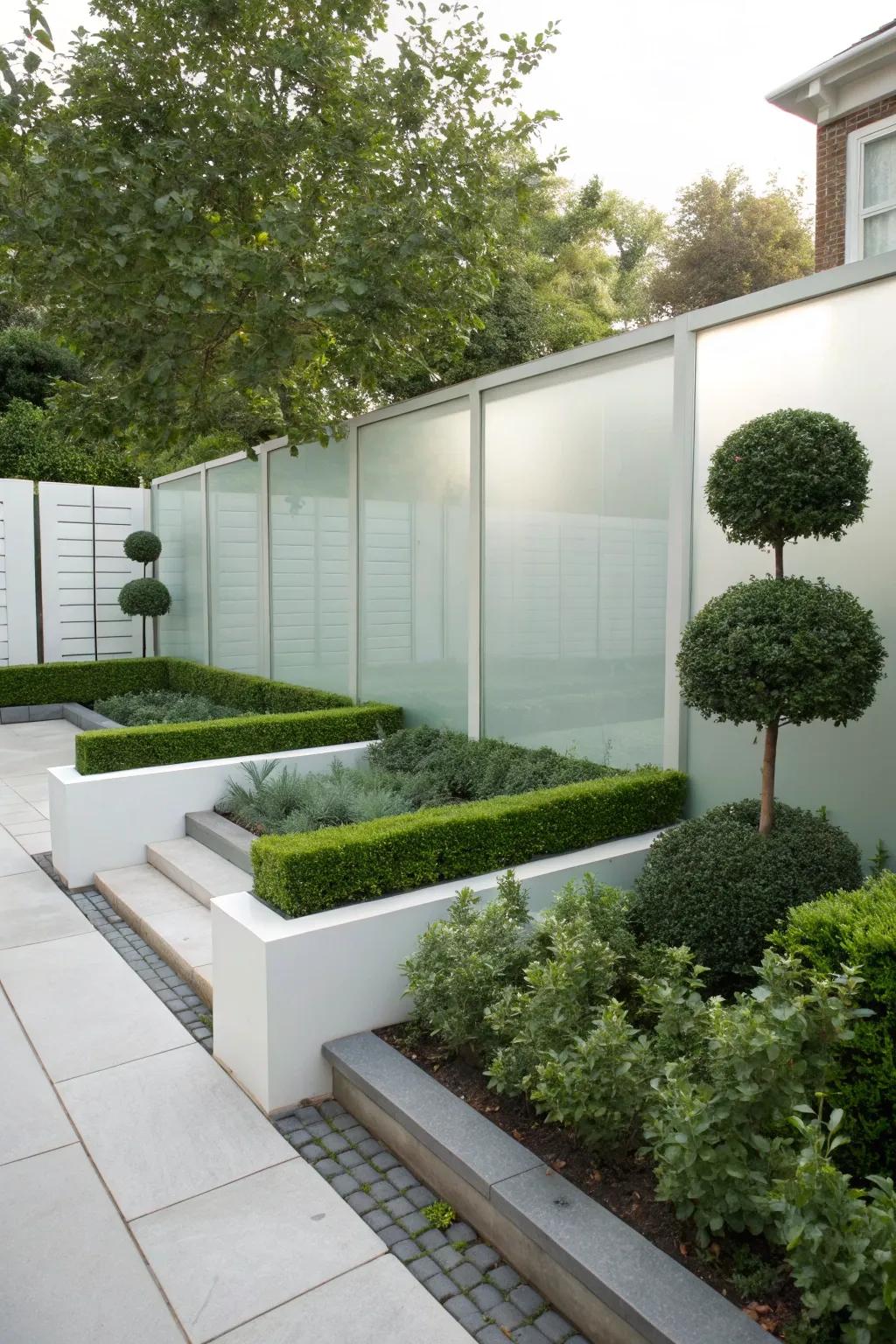 Opaque glass panels afford solitude without sacrificing illumination.