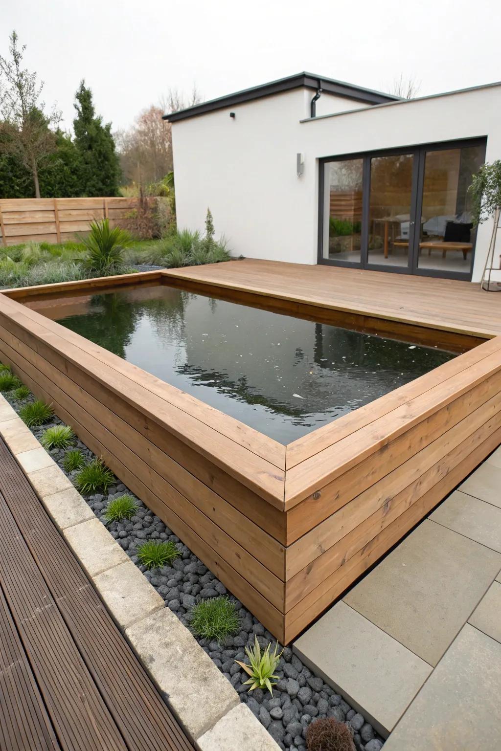 This refined and modern pond design adds a contemporary flair.