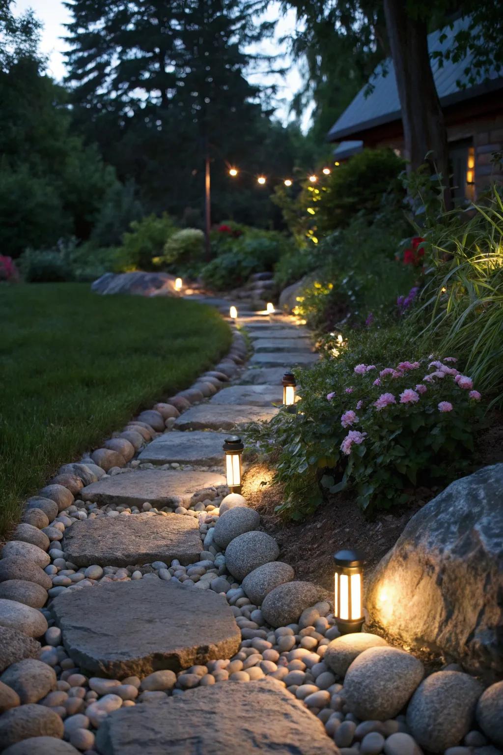 Path lighting enhances the ambiance and safety of garden walkways.