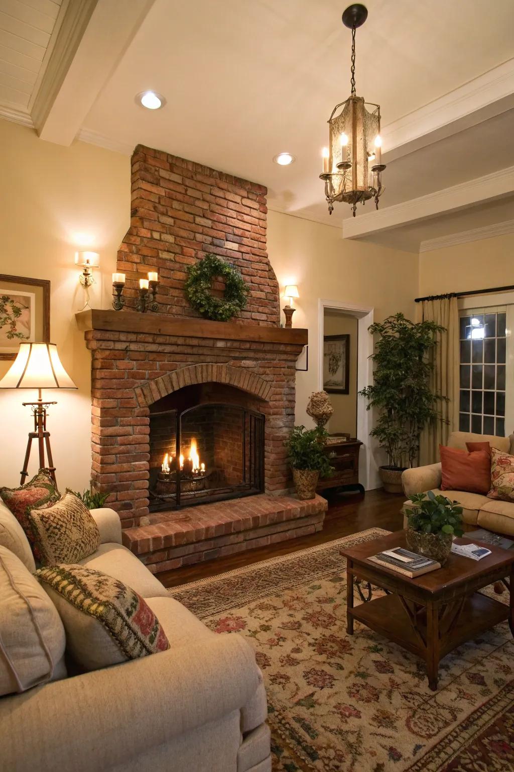 Classic brick fireplaces offer timeless warmth and style.