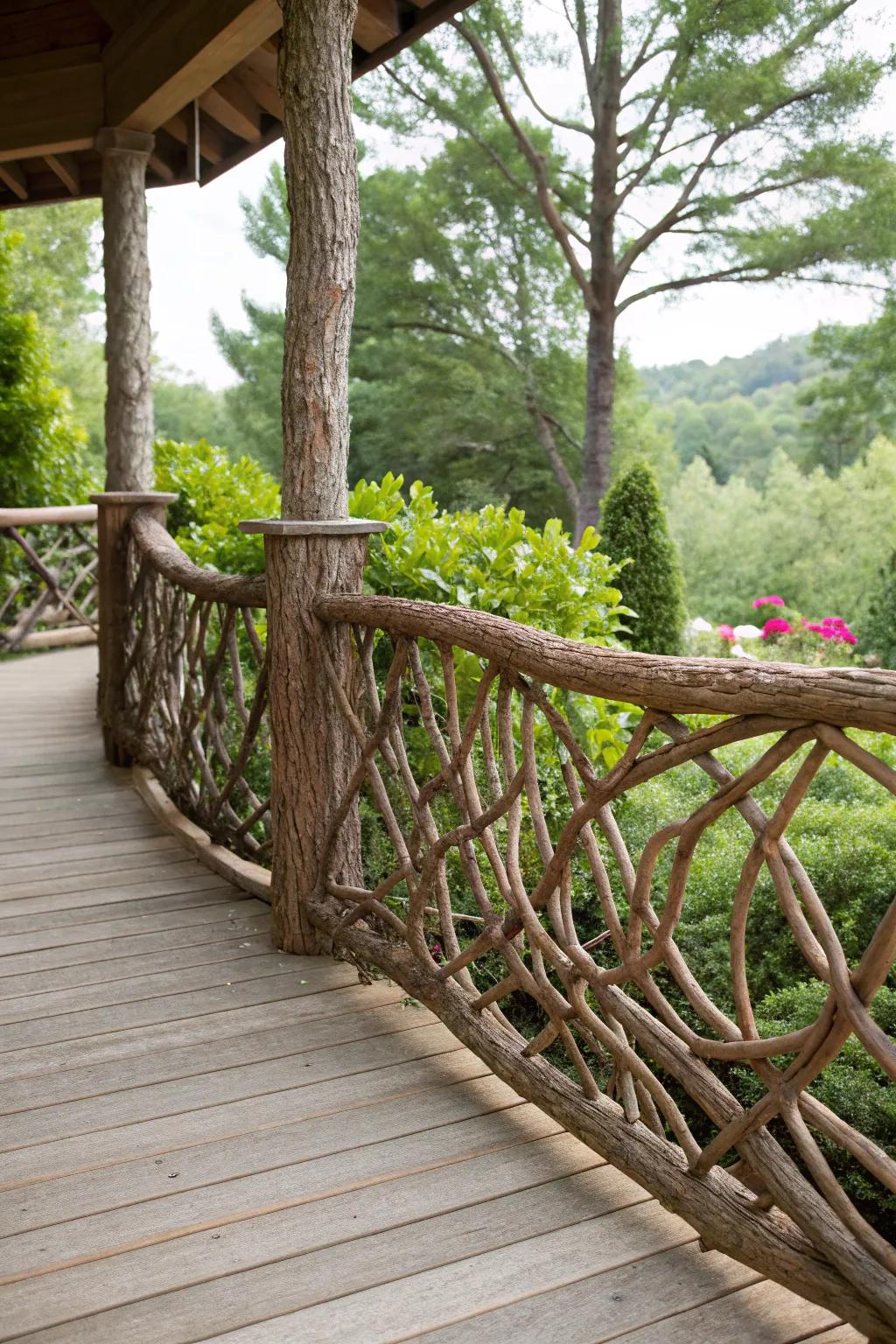 Create an enchanted look with twig railings.
