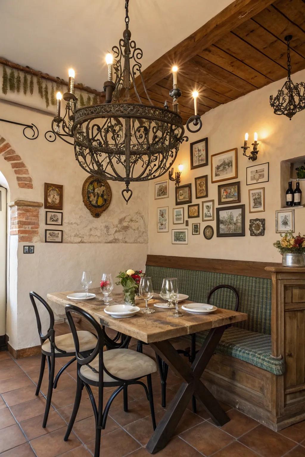 Rustic lighting fixtures serve as functional art pieces in mountain homes.