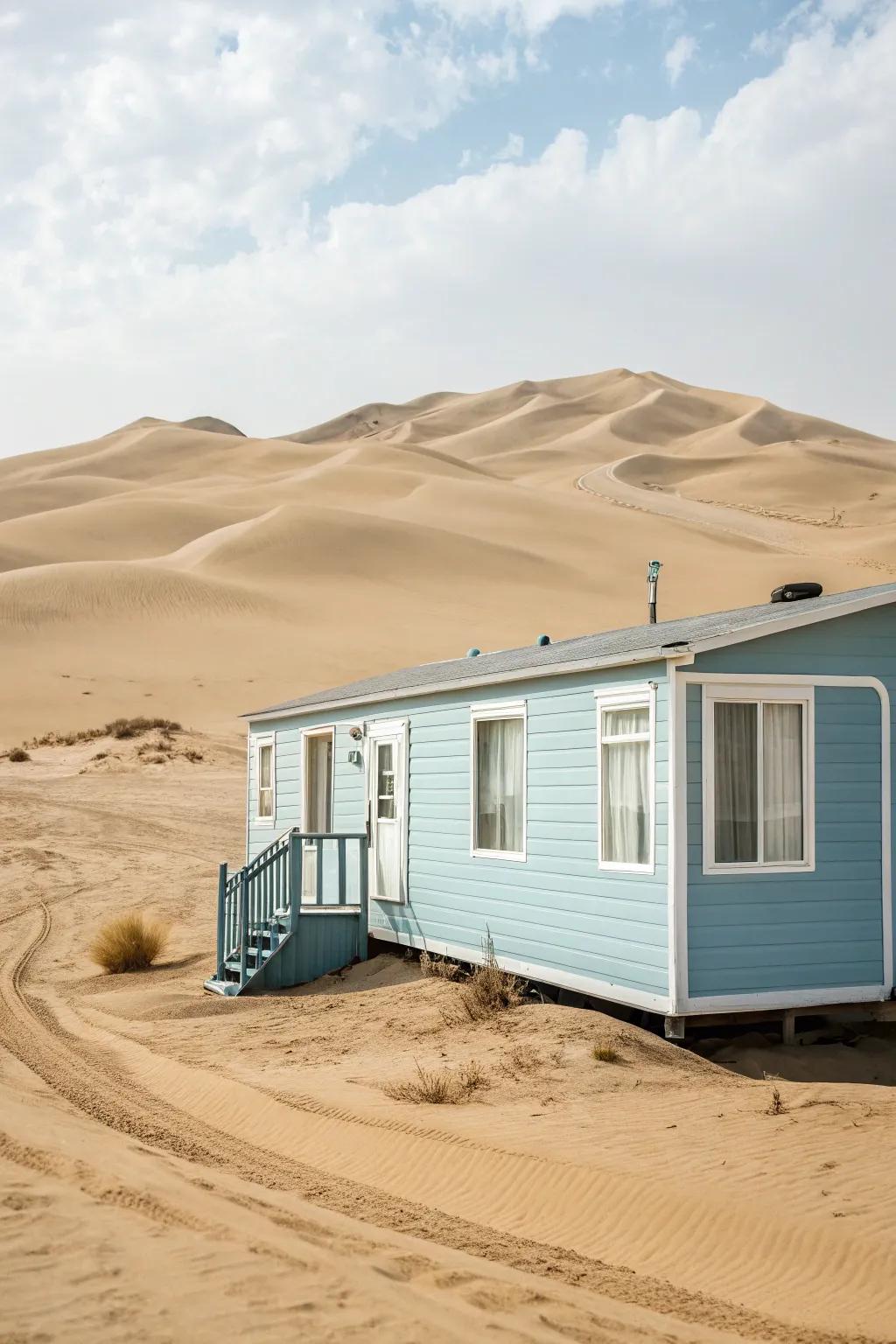 Light blues imbue your mobile home with a revitalizing coastal vibe.