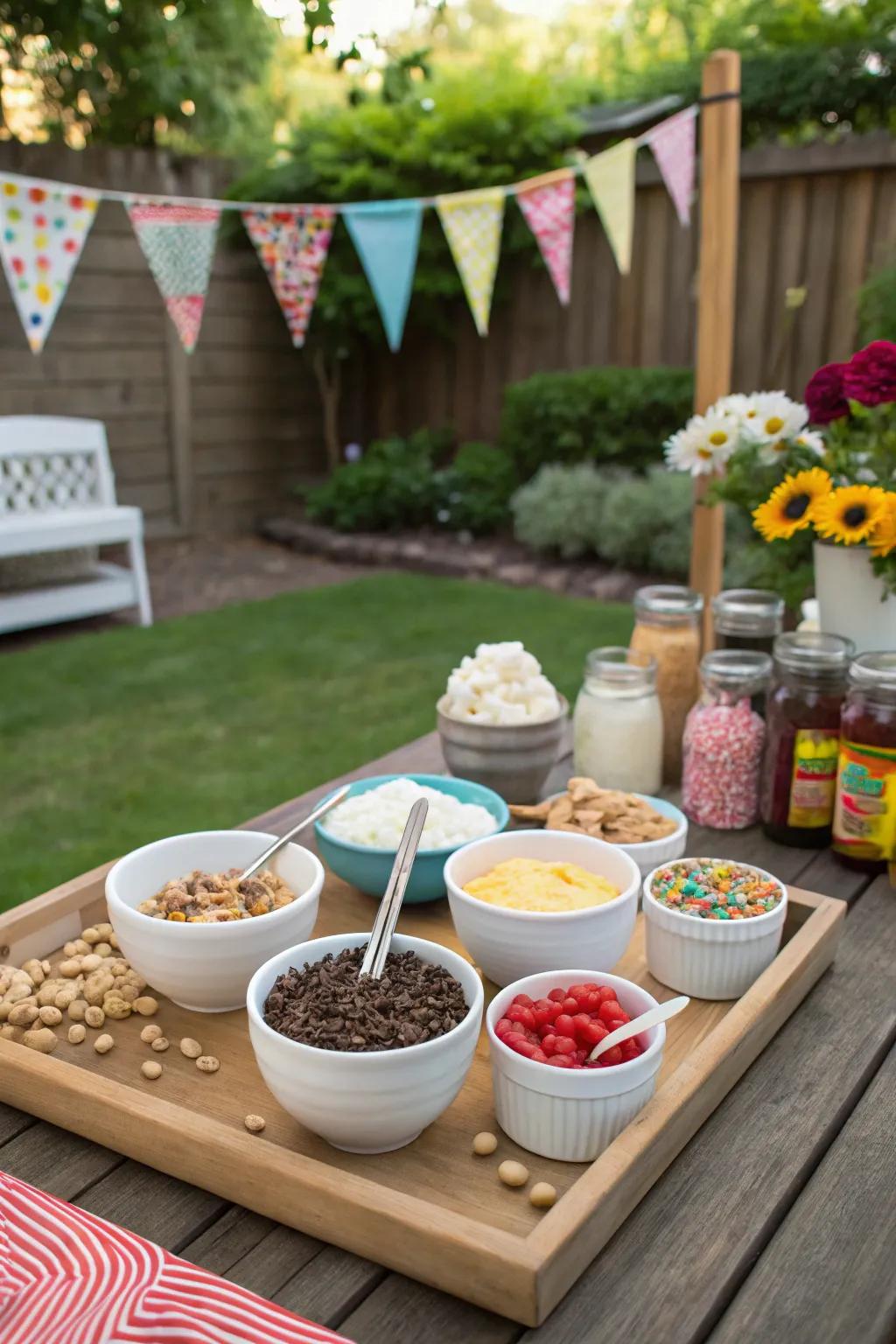 An enticing DIY ice cream bar with endless toppings