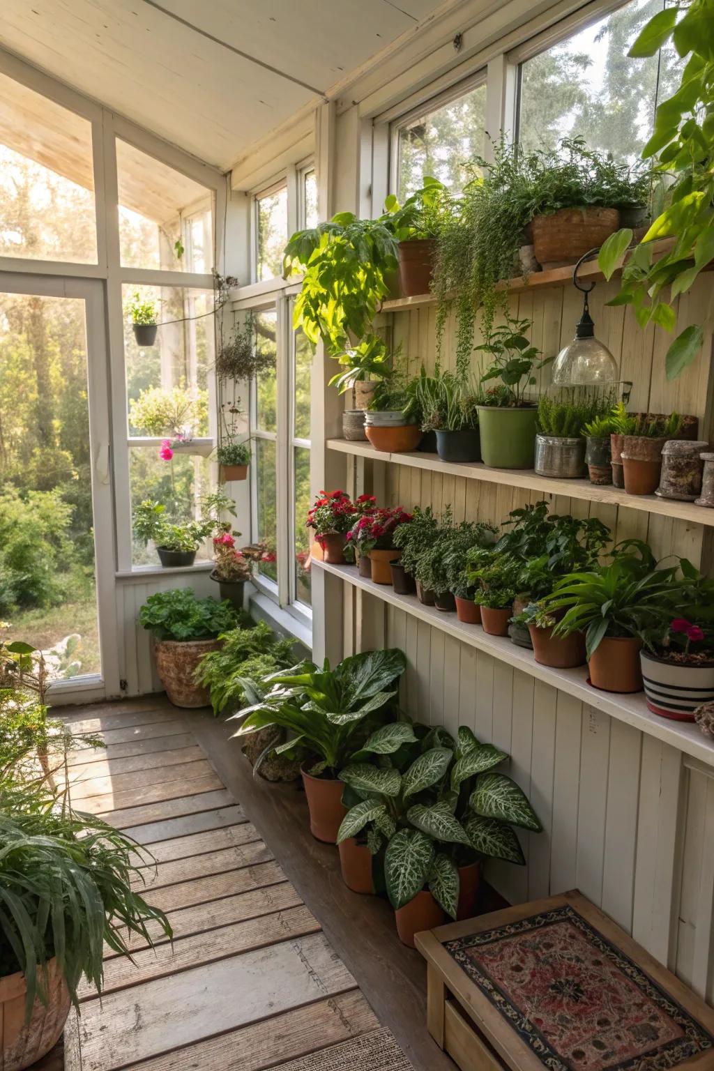 Plants bring life and vibrancy to the den.