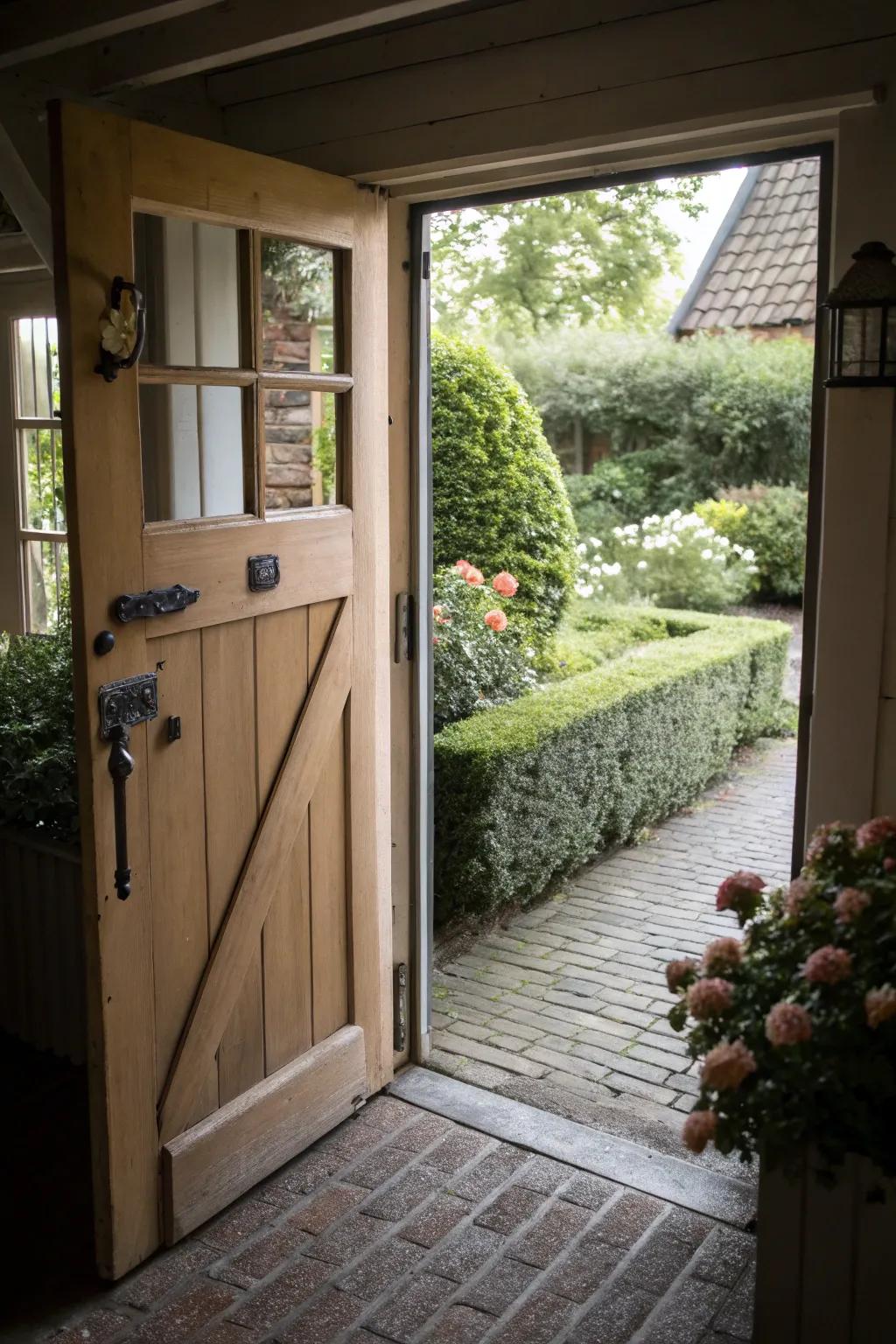 A Dutch door merges charm with practicality.