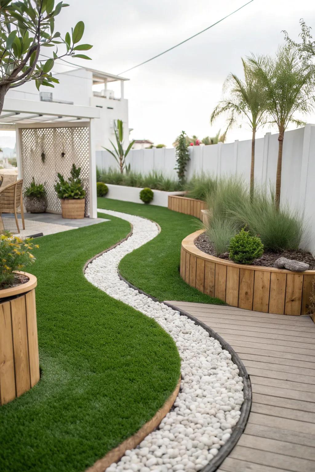Navigate your garden with style: embrace the charm of artistic grass pathways.